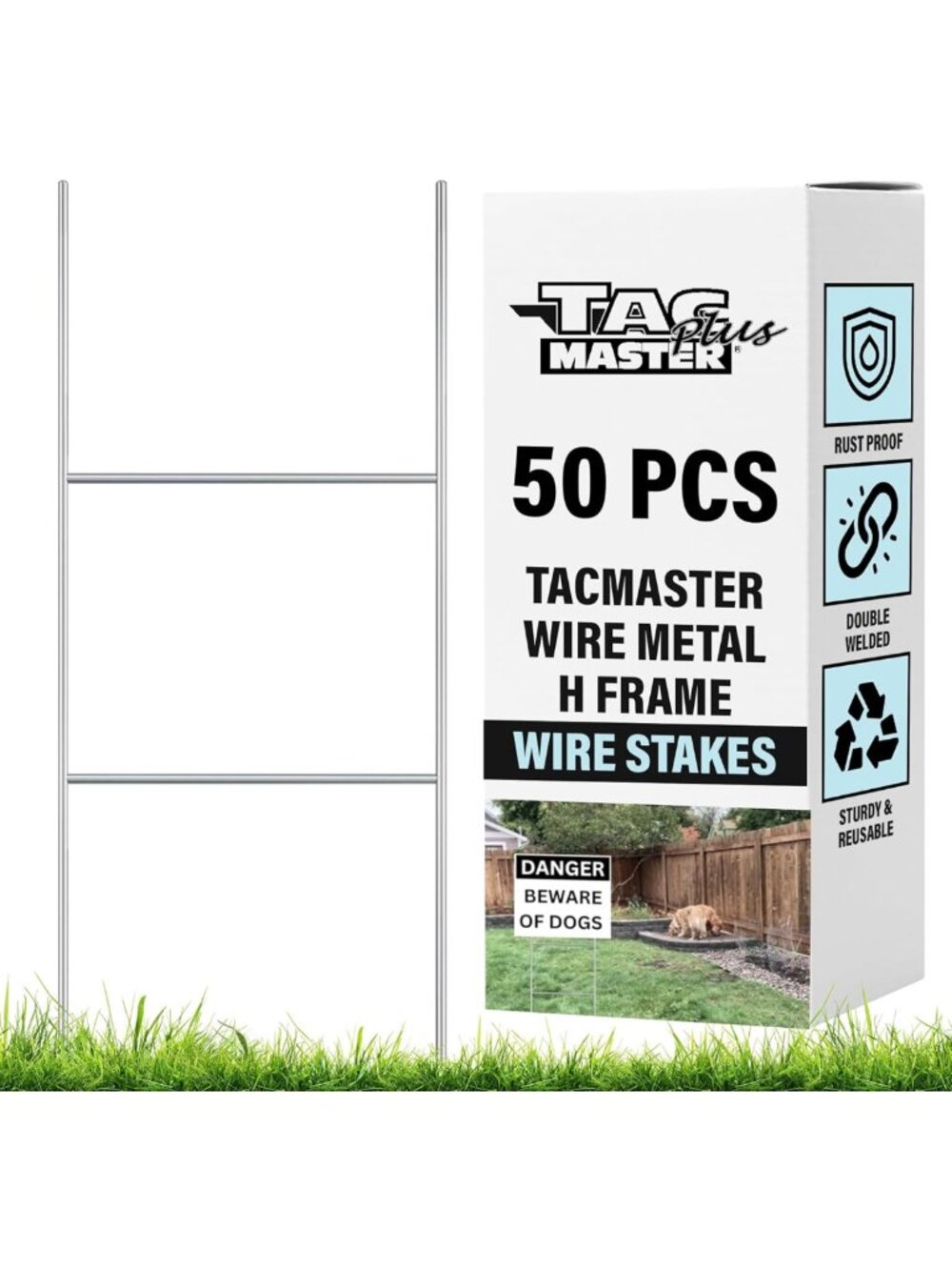 Durable Metal Yard H Stakes for Lawn Signs – Waterproof, Wind Resistant, 50 Pack